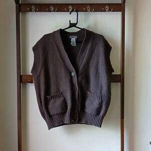 Sans Souci Brown Sweater Vest Cardigan